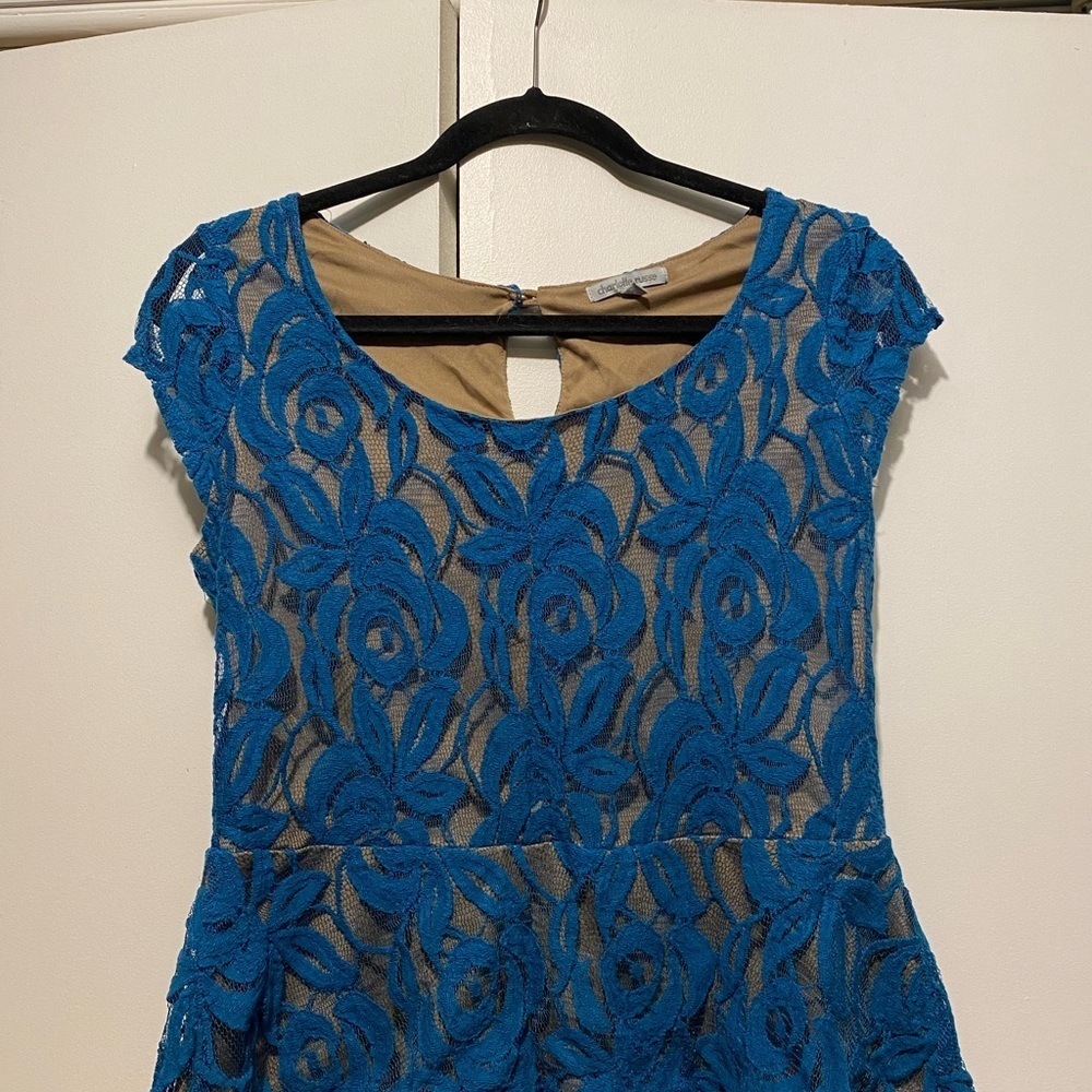 Charlotte Russe Blue Lace Overlay Blouse - Picture 1 of 5